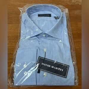 NWT David Martin Light Blue Long Sleeve Button Down Dress Shirt